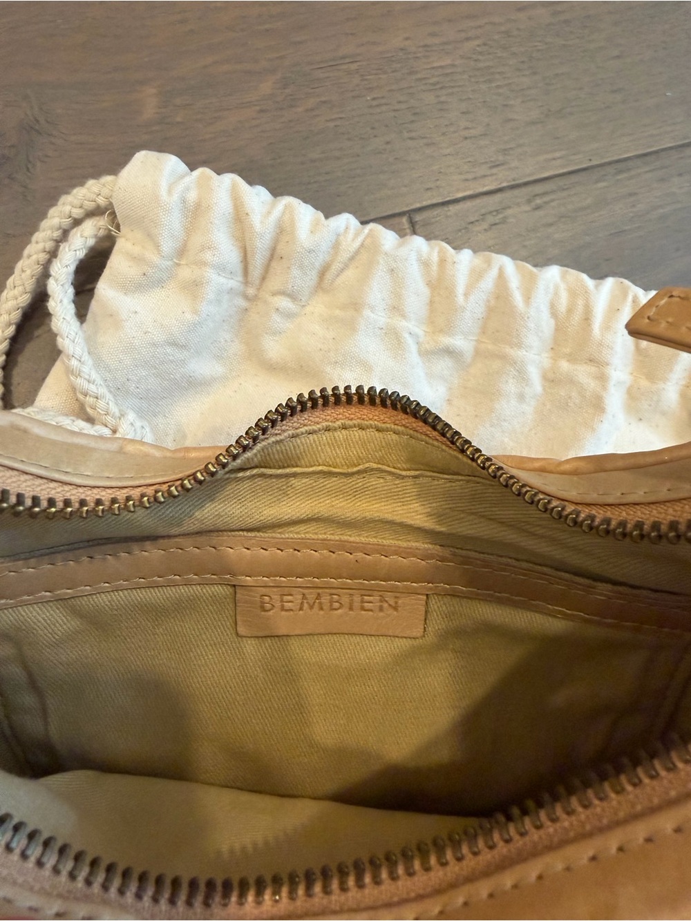 Bembien Mini Sling Handwoven Caramel Leather Crossbody Bag - Picture 4 of 4